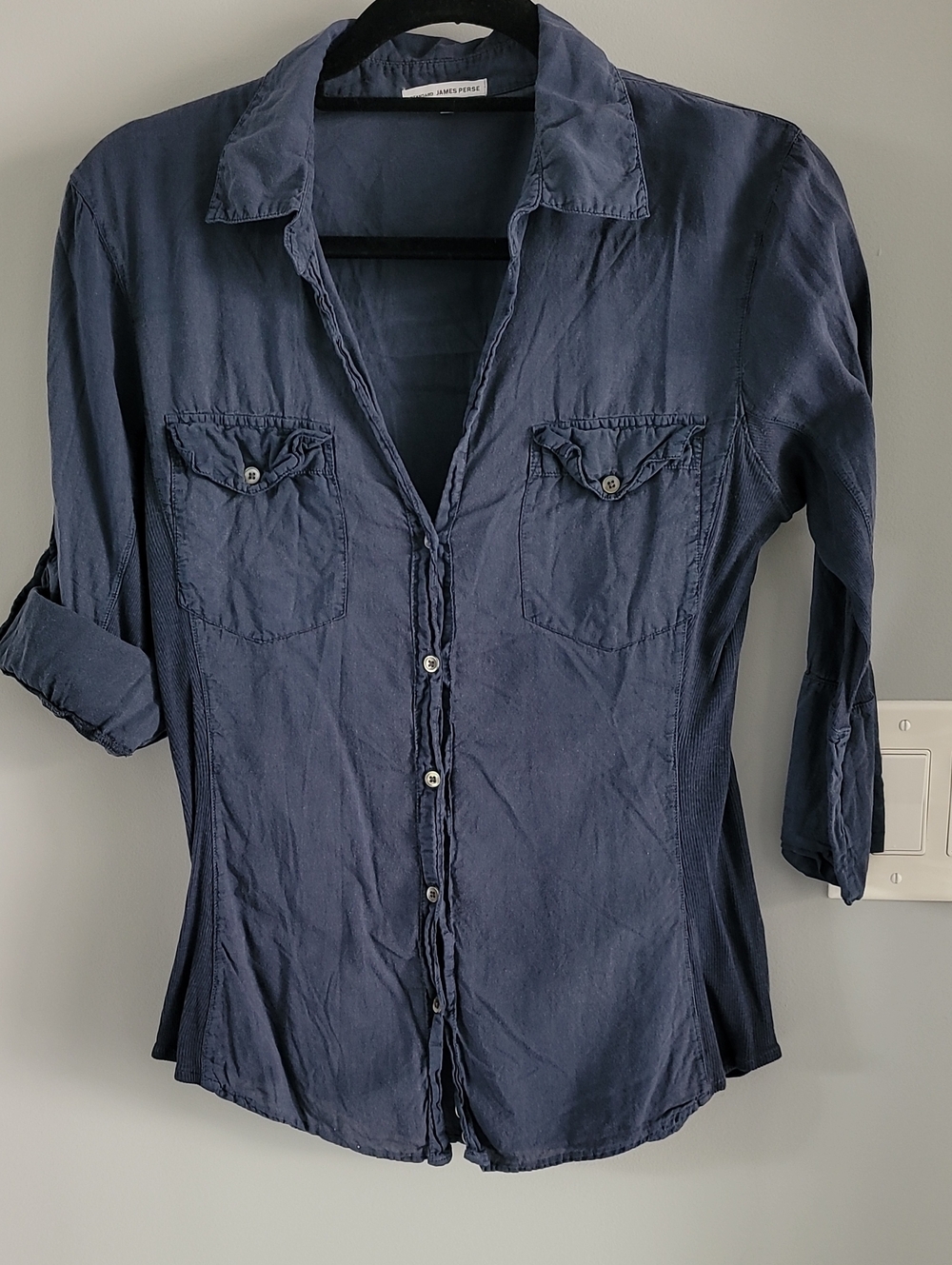 James Perse Deep Navy Button-Front Women's Shirt